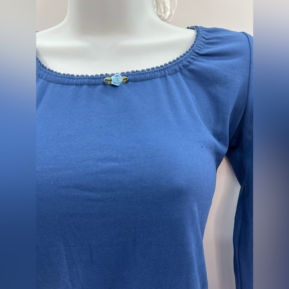 Blue Round Crop Top – Elastic Waist – Size Small, NWOT - Picture 4 of 4